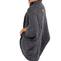 Sarai Elegant Knit Poncho in Grey