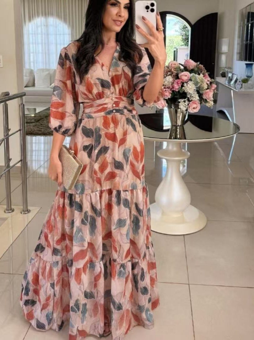 Sarai Maxi Dress with Belted and Fitted in Pink