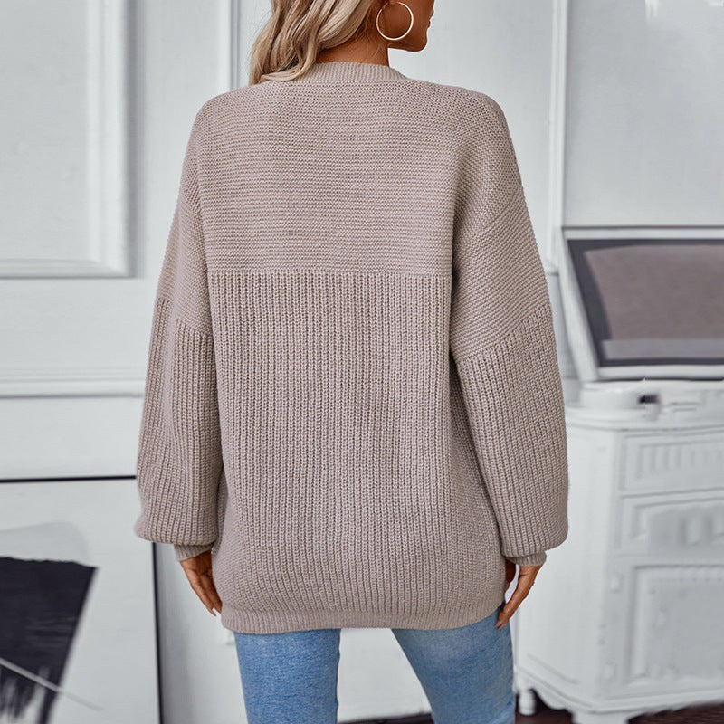 Saskia Relaxed Knit Cardigan with V-Neck