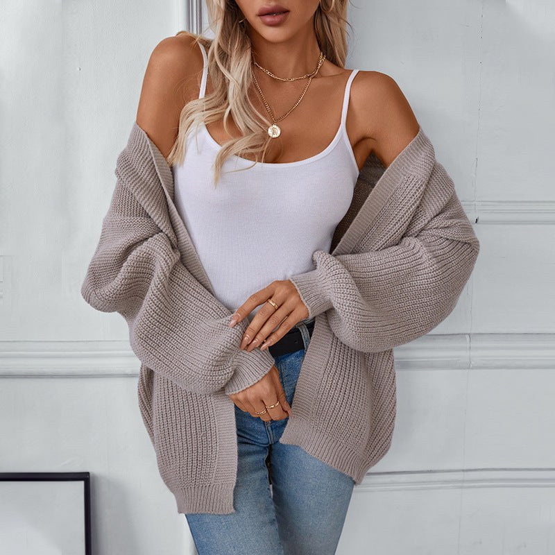Saskia Relaxed Knit Cardigan with V-Neck