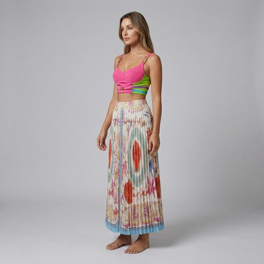 Savannah Pleated Two-Piece Set in Fuchsia