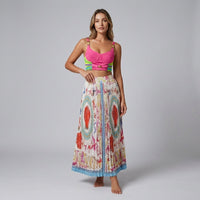 Savannah Pleated Two-Piece Set in Fuchsia