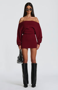 Sabrina Mini Dress – Burgundy