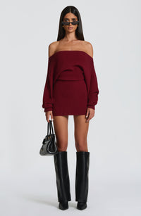 Sabrina Mini Dress – Burgundy