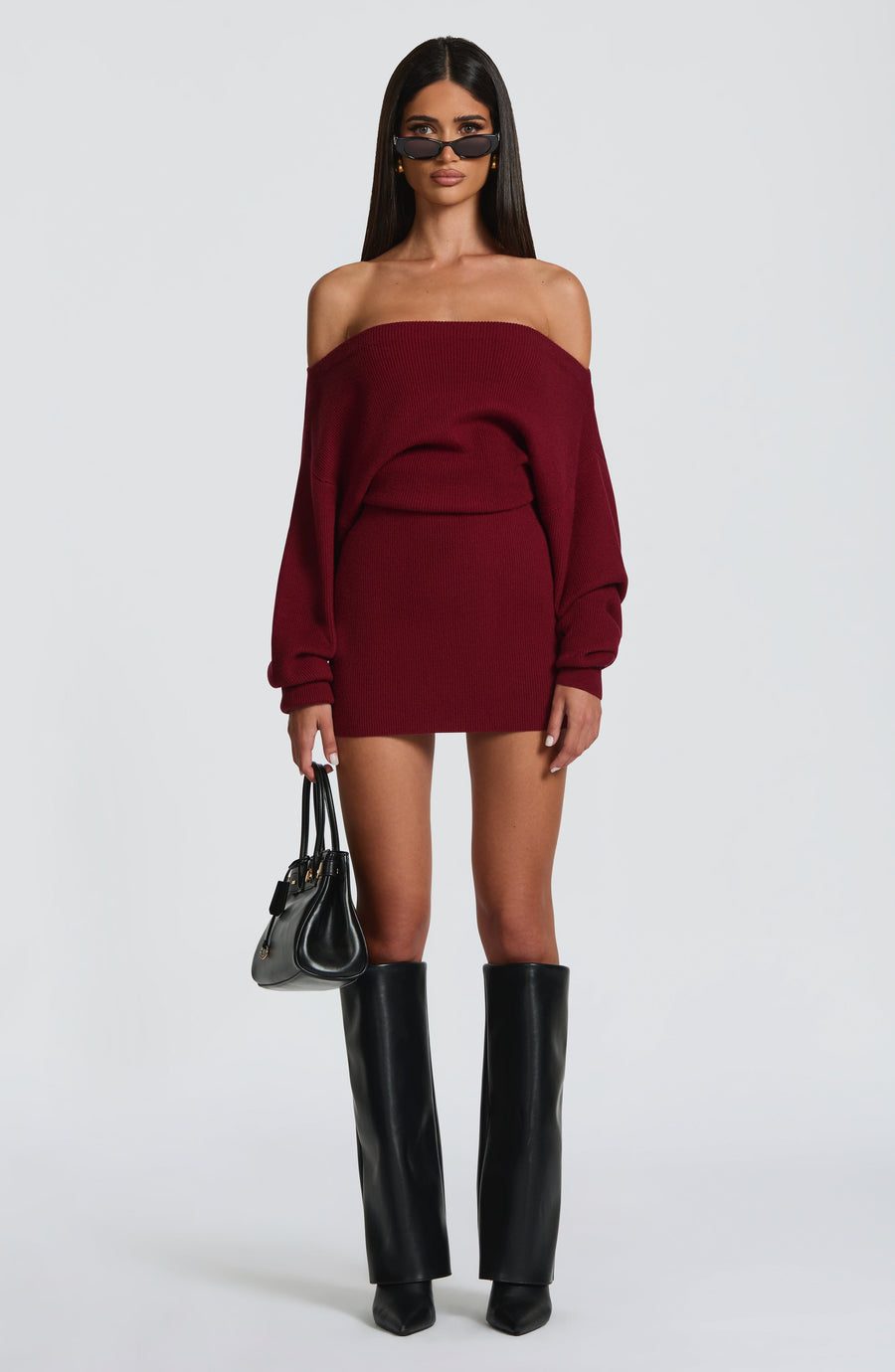 Sabrina Mini Dress – Burgundy