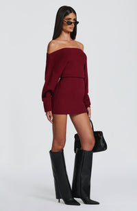 Sabrina Mini Dress – Burgundy
