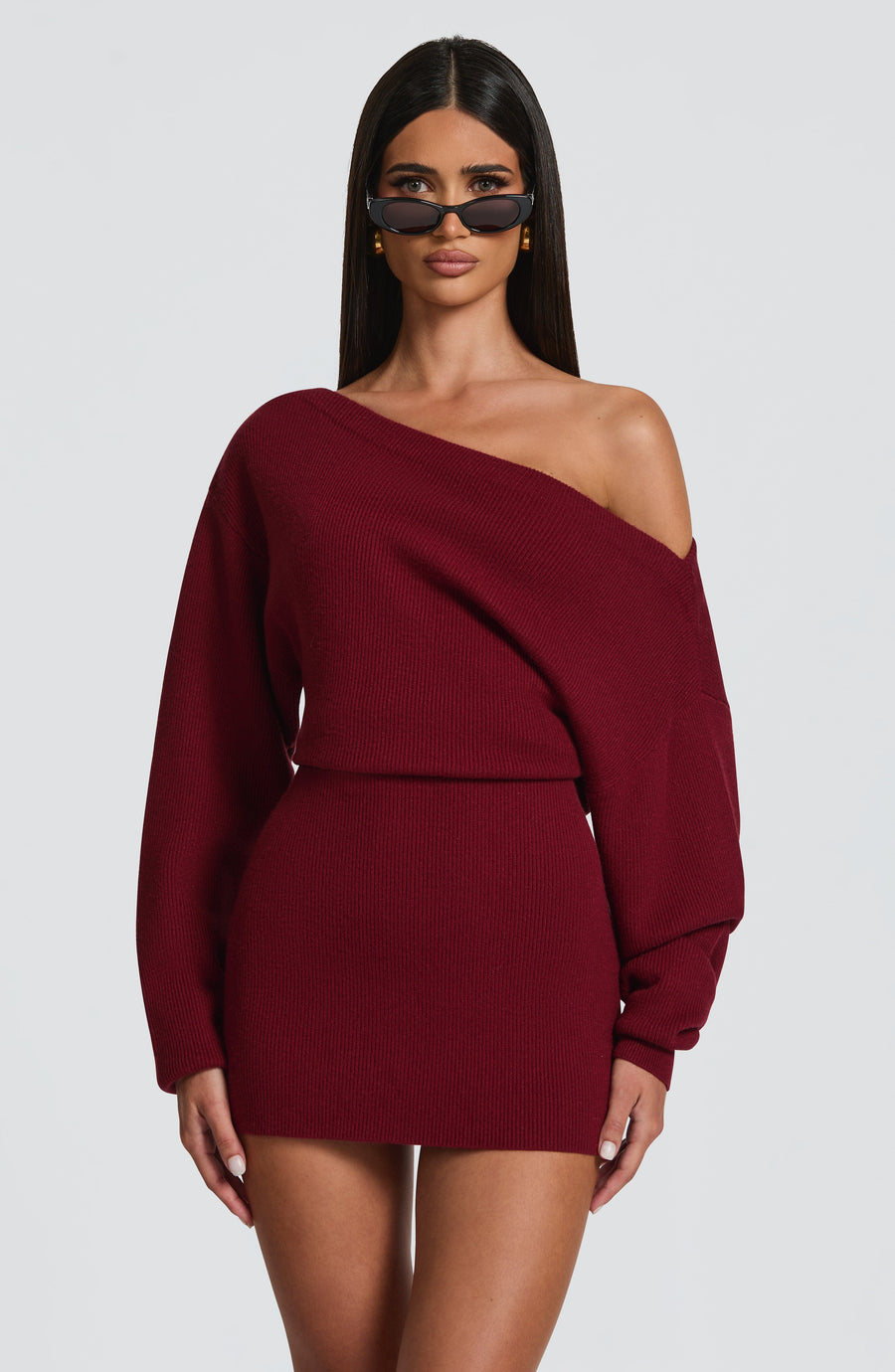 Sabrina Mini Dress – Burgundy