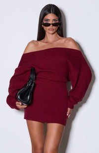 Sabrina Mini Dress – Burgundy