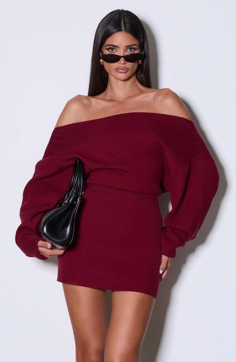 Sabrina Mini Dress – Burgundy