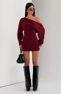 Sabrina Mini Dress – Burgundy