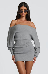 Sabrina Mini Dress – Light Grey