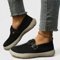 Scout Women's Knit Slip-On Loafers Buckle Strap Casual in Black