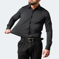 Sebastiaan Lightweight Shirt with Long Sleeve and Button Front in Black