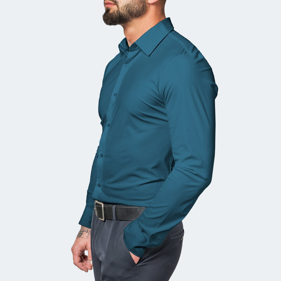 Sebastiaan Lightweight Shirt with Long Sleeve and Button Front in Light Blue