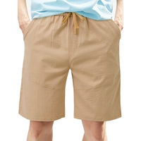 Sebastiaan Linen Blend Shorts with Pockets in Khaki