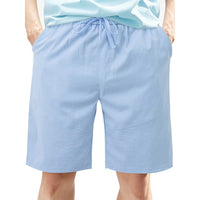 Sebastiaan Linen Blend Shorts with Pockets in Light Blue