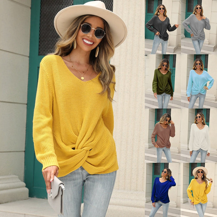 Selene Casual Knit Sweater with V-Neck