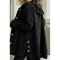 Selene Corduroy Jacket with Hood in Black