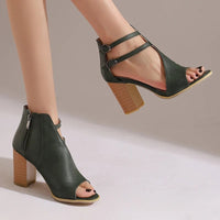 Selene Heeled Leather Sandals in Emerald