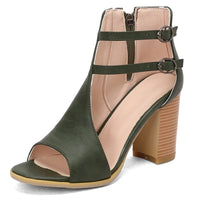 Selene Heeled Leather Sandals in Emerald