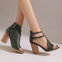 Selene Heeled Leather Sandals in Emerald