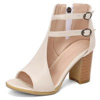 Selene Heeled Leather Sandals in Pearl
