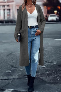 Selene Knit Cardigan with Pockets in Dark Grey