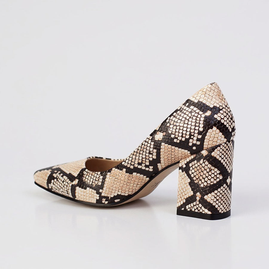 Selene Snake-Embossed Pumps in Beige