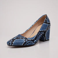 Selene Snake-Embossed Pumps in Beige