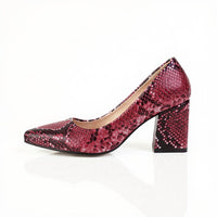 Selene Snake-Embossed Pumps in Crimson