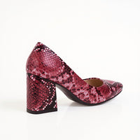 Selene Snake-Embossed Pumps in Crimson