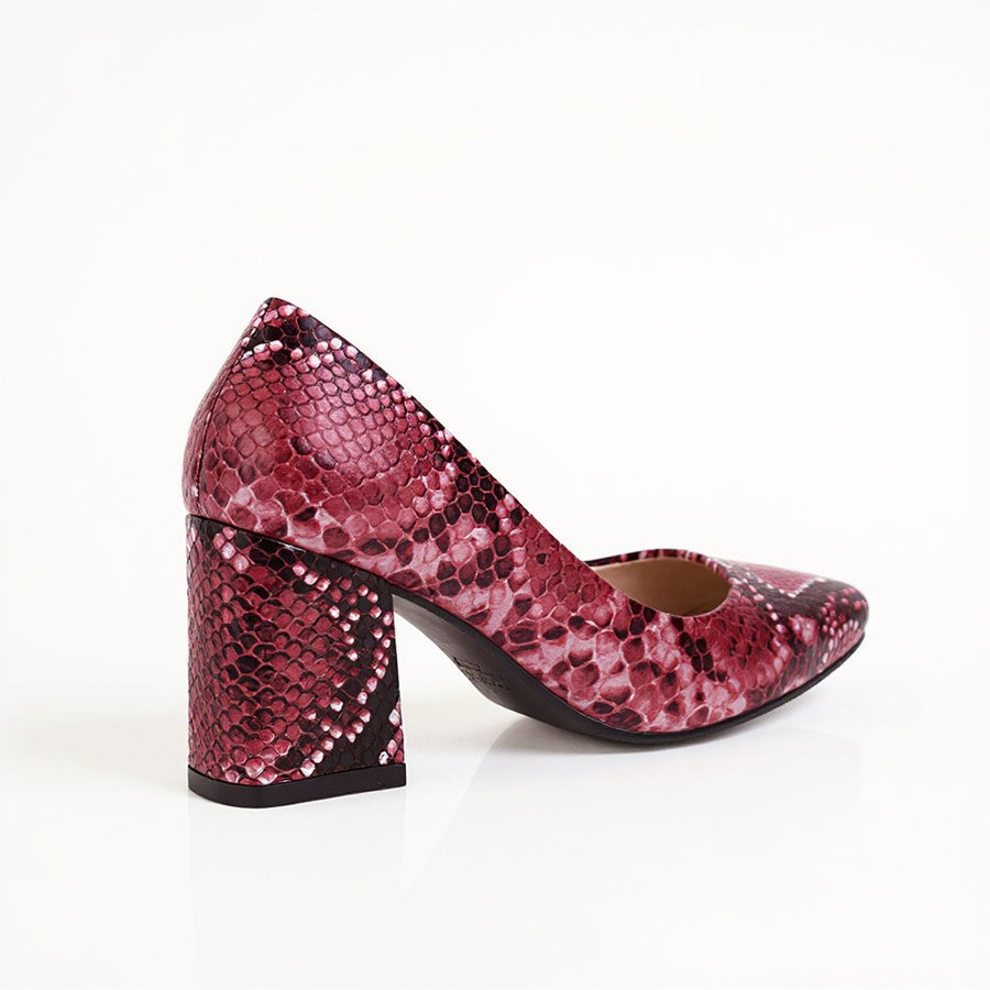 Selene Snake-Embossed Pumps in Crimson