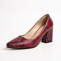 Selene Snake-Embossed Pumps in Crimson