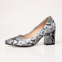 Selene Snake-Embossed Pumps in Pearl