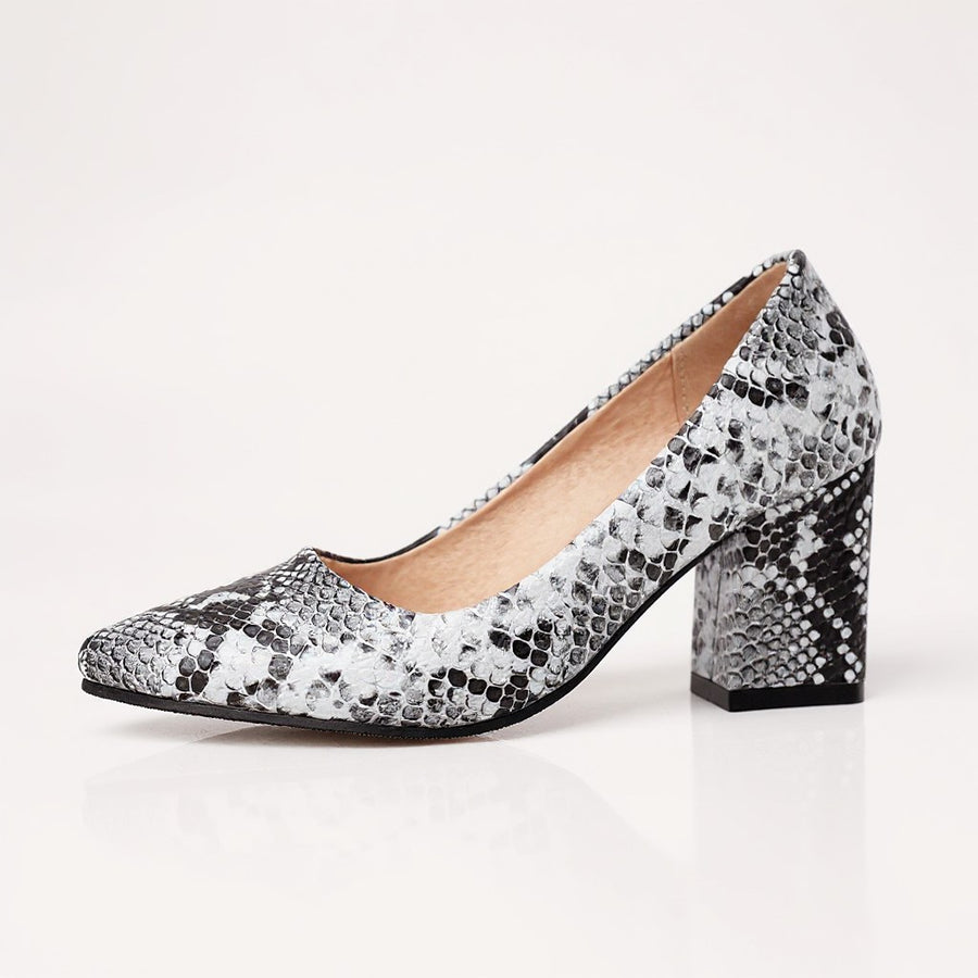 Selene Snake-Embossed Pumps in Pearl
