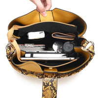 Selene Snake-Embossed Shoulder Bag in Canary Yellow