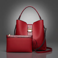 Selene Snake-Embossed Shoulder Bag in Crimson