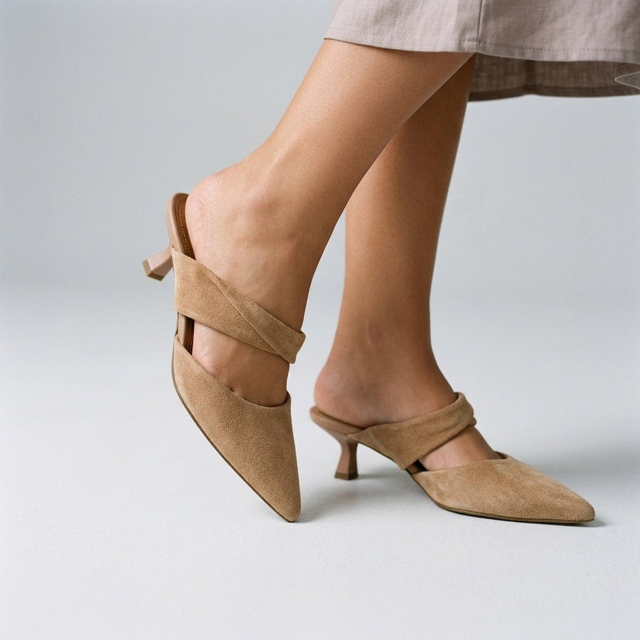 Selene Suede Mule in Beige