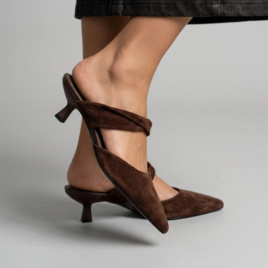 Selene Suede Mule in Chocolate