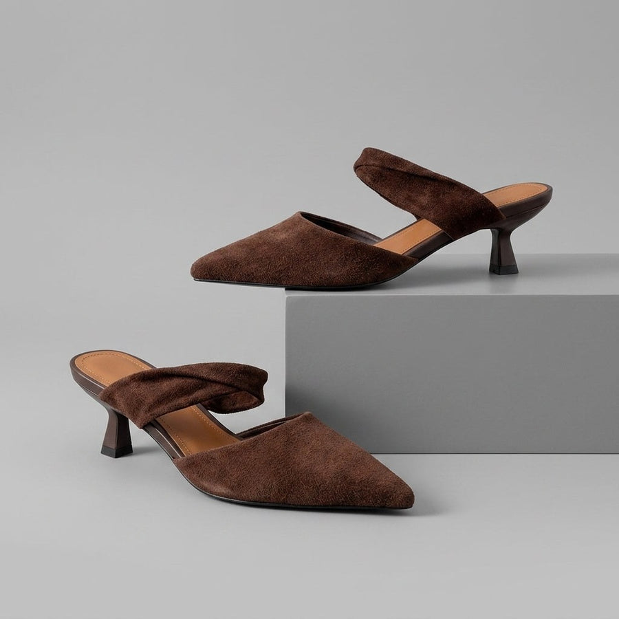 Selene Suede Mule in Chocolate