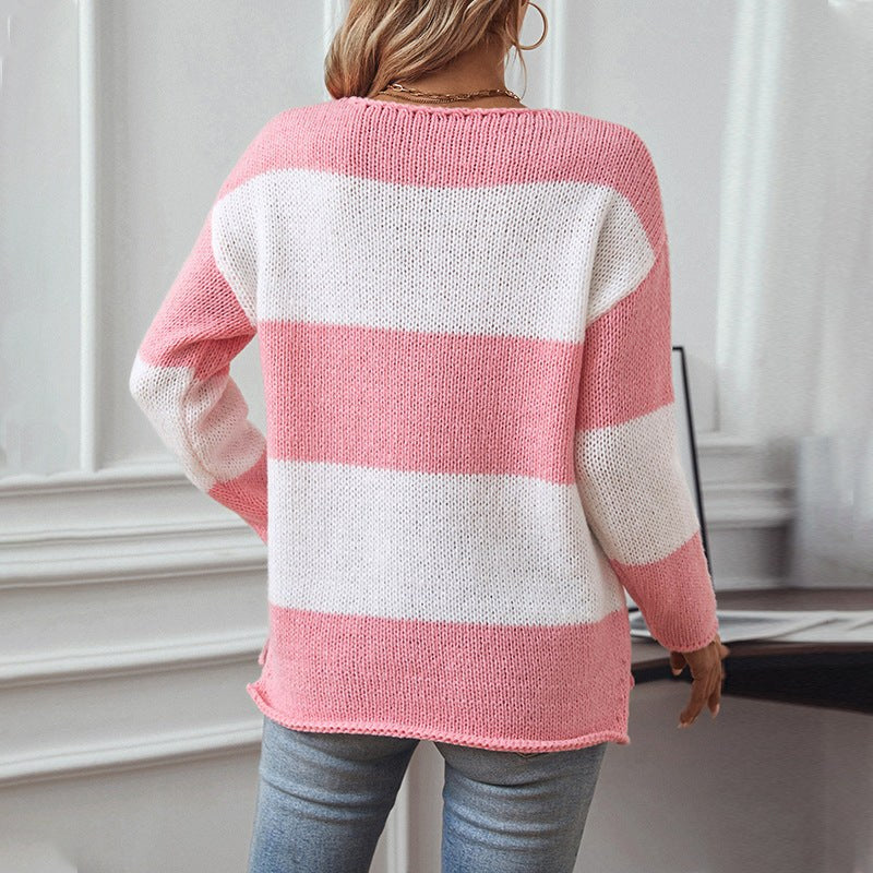 Selma Casual Knit Sweater with V-Neck