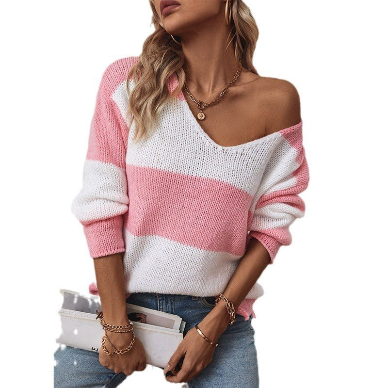 Selma Casual Knit Sweater with V-Neck