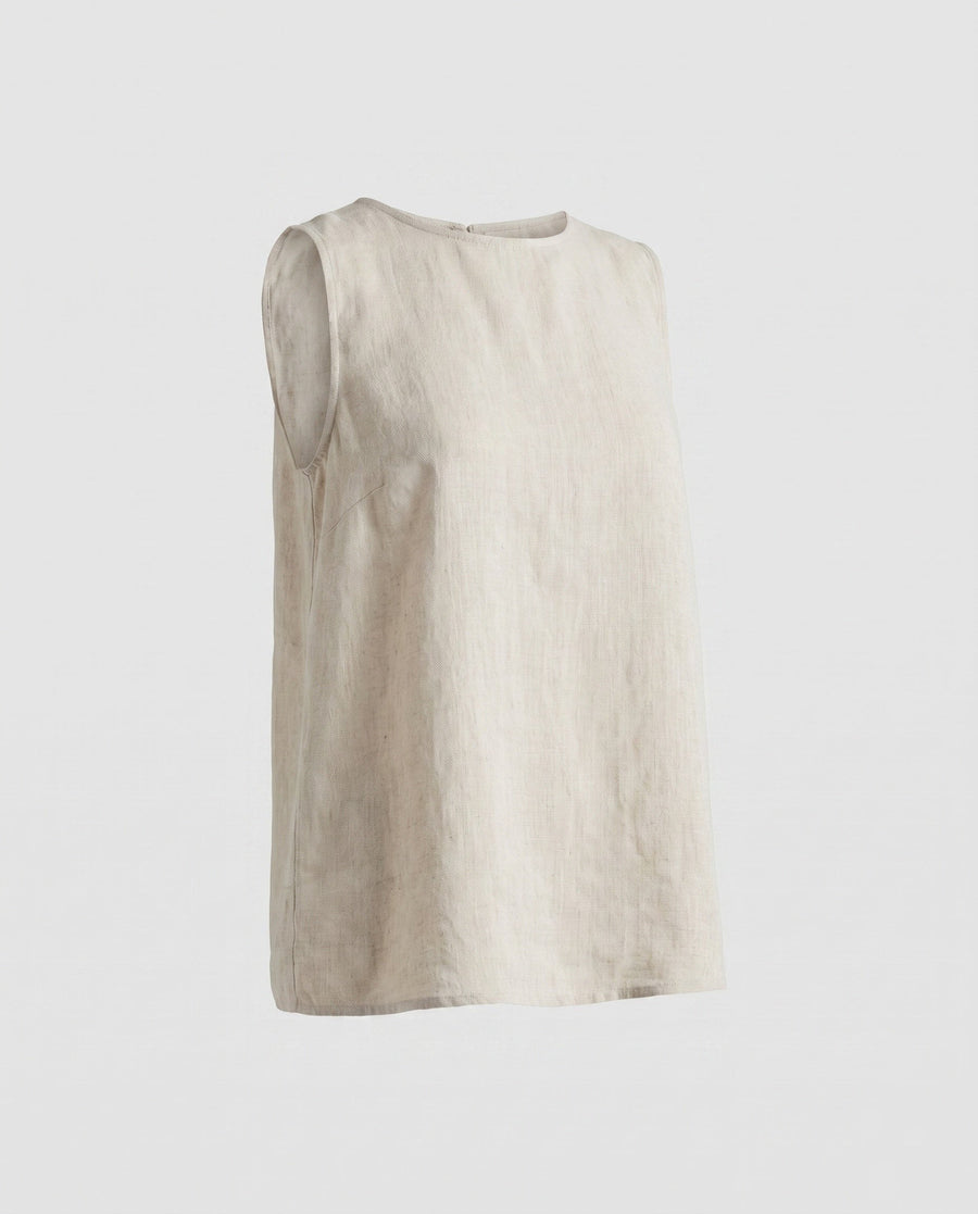 Selma Casual Linen Top in Beige