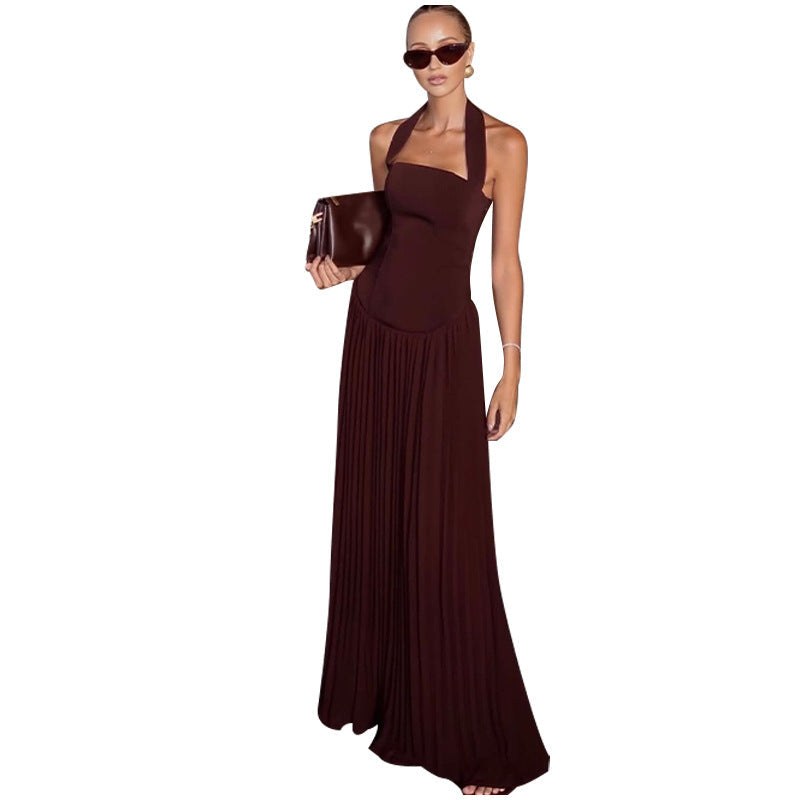 Selma Maxi Dress with Pleated in Black