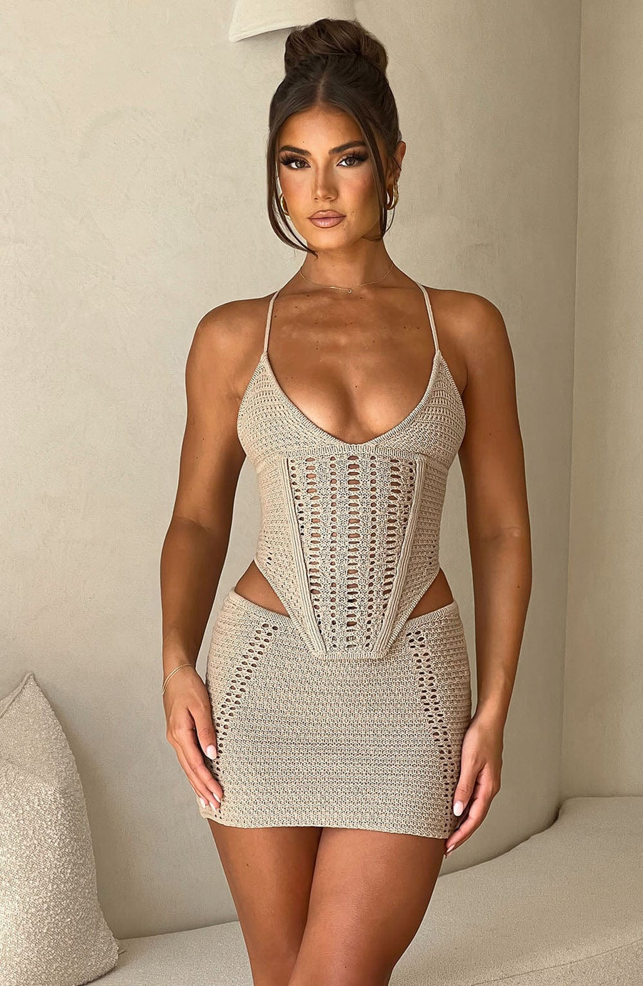 Delilah Mini Skirt - Beige