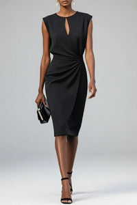 Selvaine Women's Cocktail Party Dress Keyhole Midi in Black