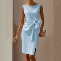 Selvaine Women's Formal Dress with Statement Bow in Blue