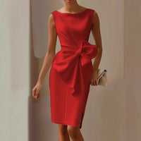 Selvaine Women's Formal Dress with Statement Bow in Red