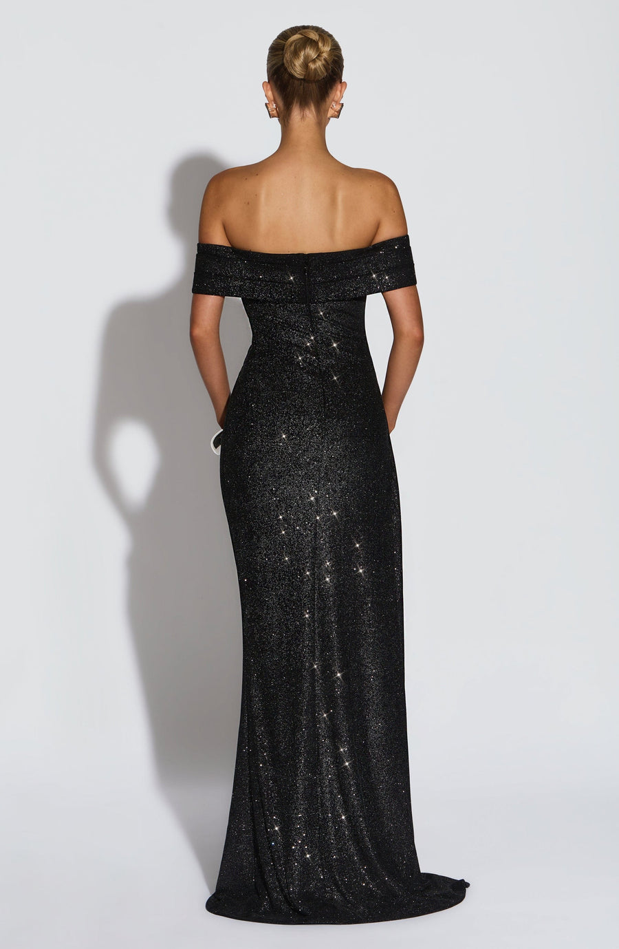 Selvaine Women's Sequin Party Dress Maxi Gown in Black