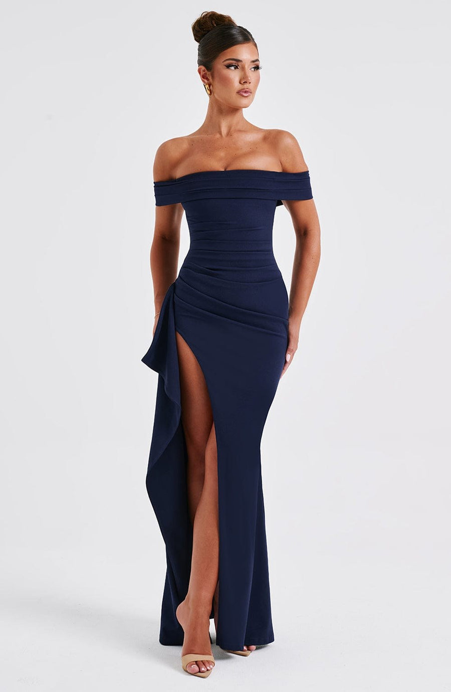 Selvaine Women's Sequin Party Dress Maxi Gown in Navy Blue
